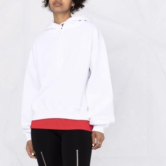 Alexander Wang PUFF LOGO HOODIE IN STRUCTURED TERRY Sz M - Picture 1 of 8